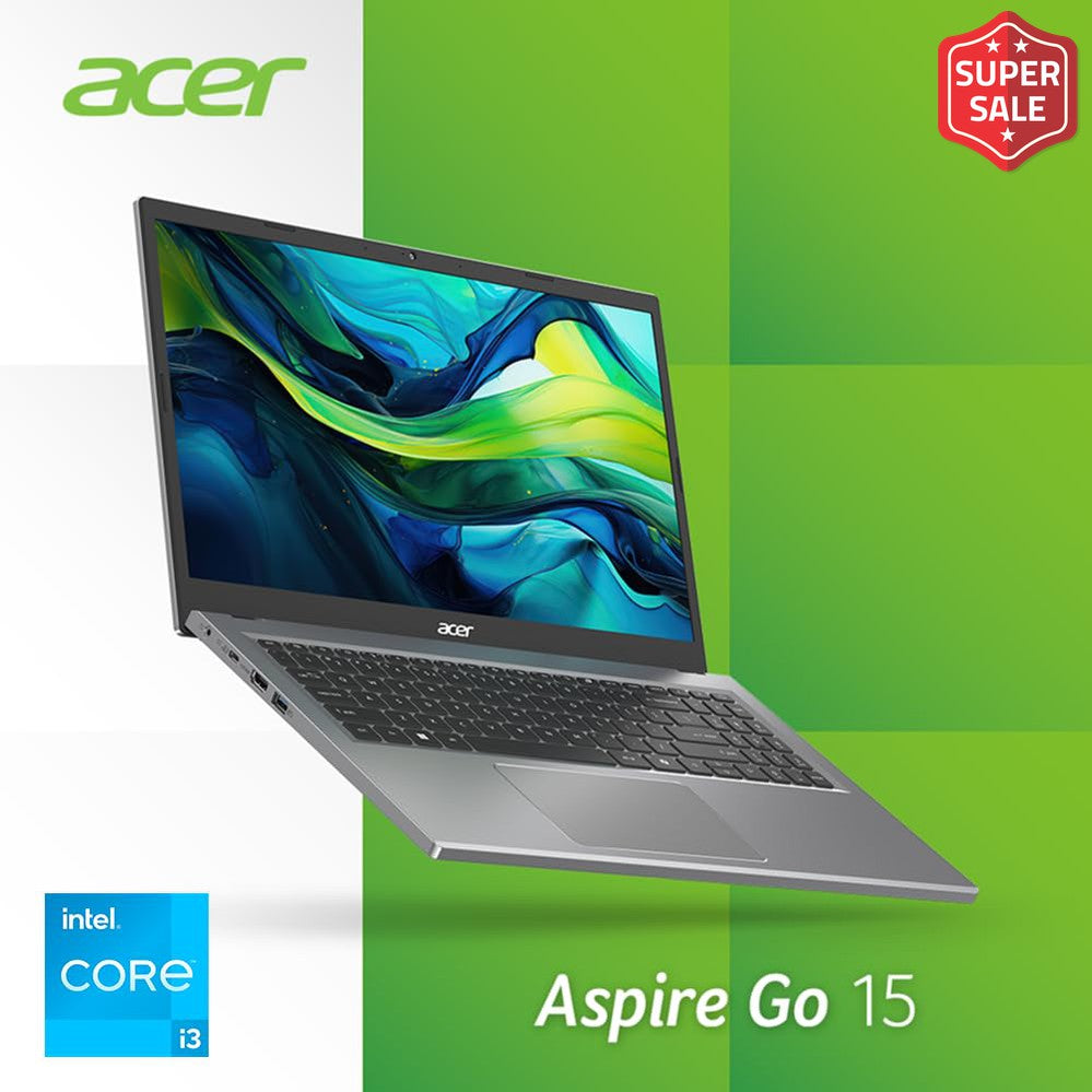 Acer Aspire Go 15 Slim, Core i3-N305, Intel UHD Graphics, 8GB LPDDR5, 128GB SSD, 15.6" 1080P, Wi-Fi 6, Windows 11 Home