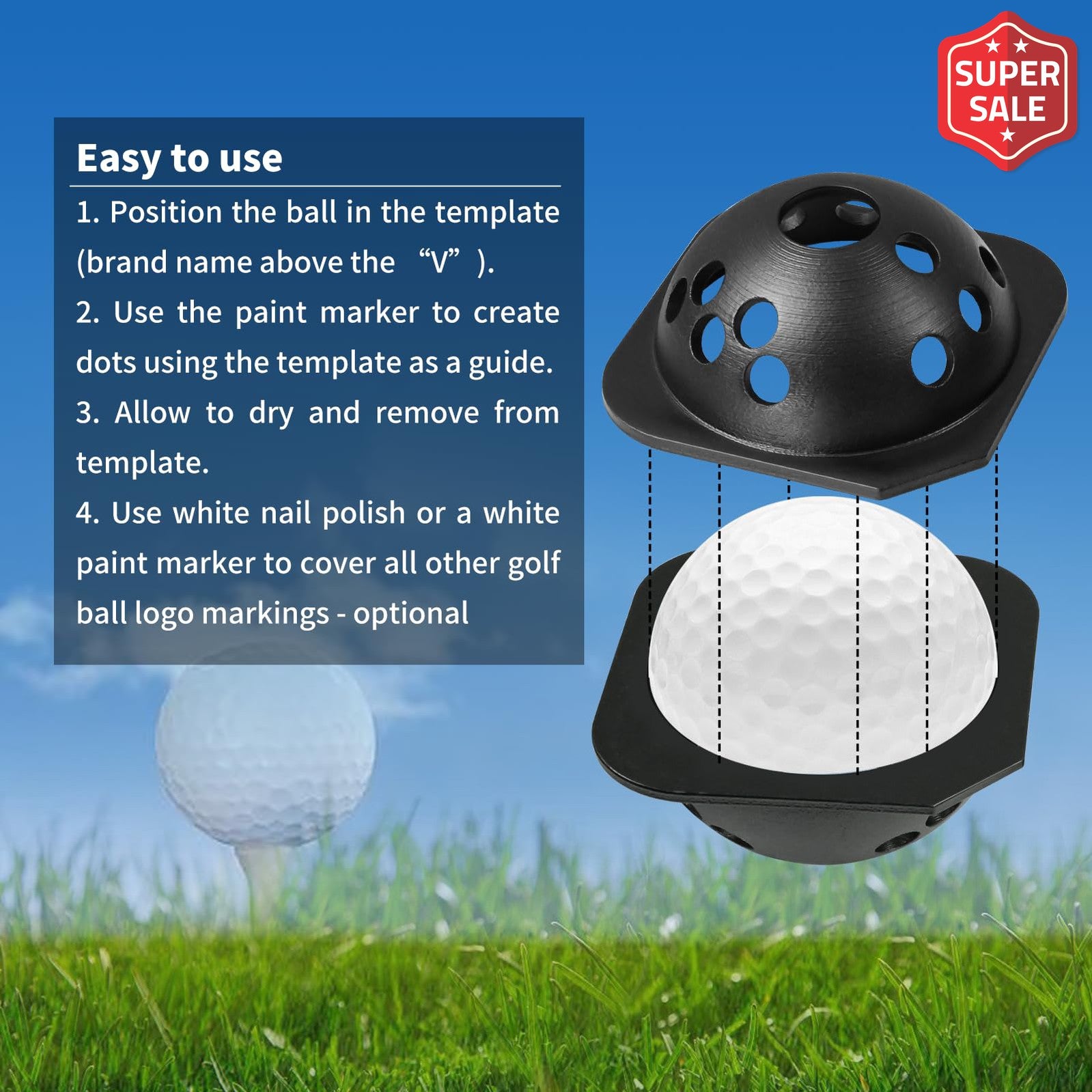 Golf Ball Marking Template for Rapsodo RPT MLM2PRO Launch Monitor