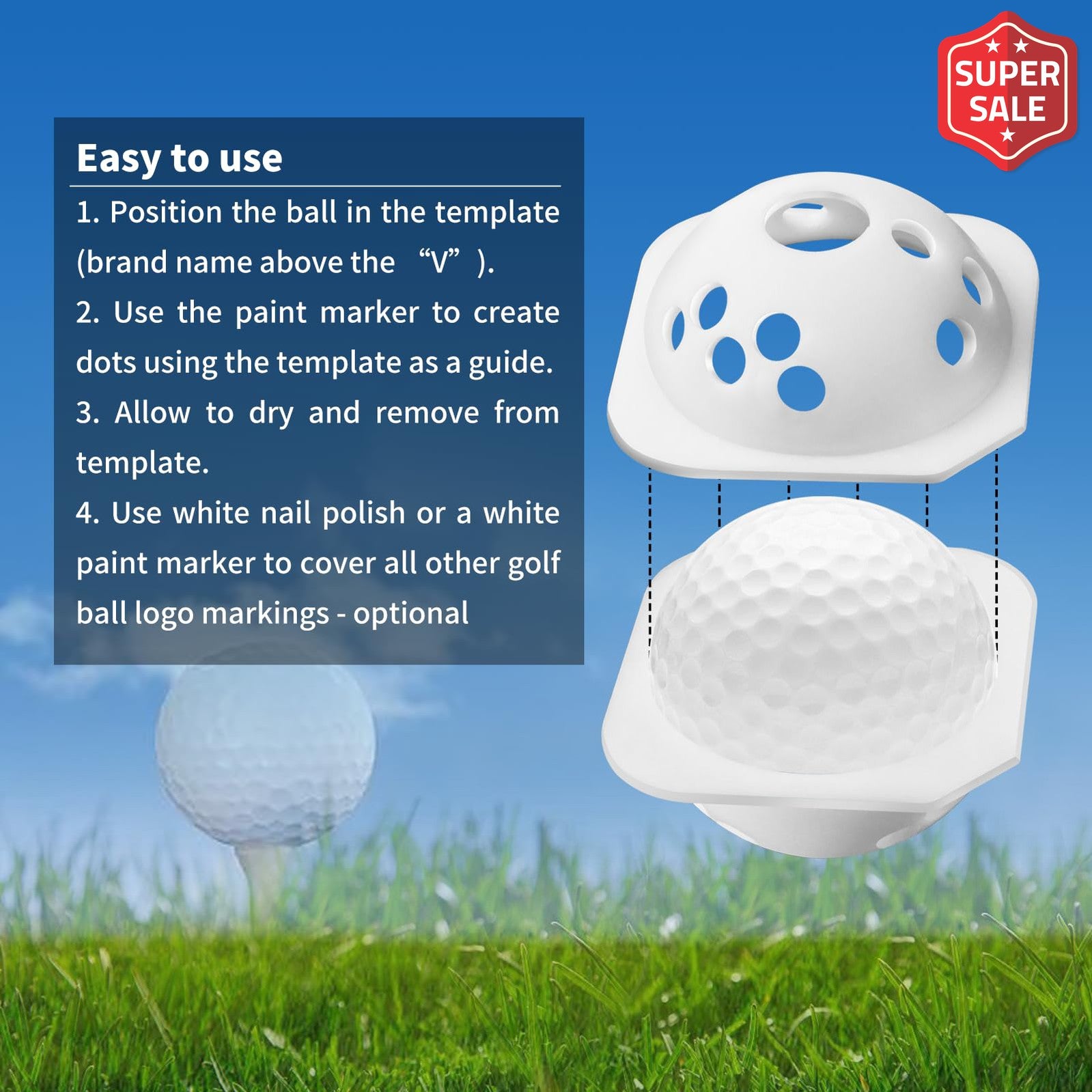 Golf Ball Marking Template for Rapsodo RPT MLM2PRO Launch Monitor