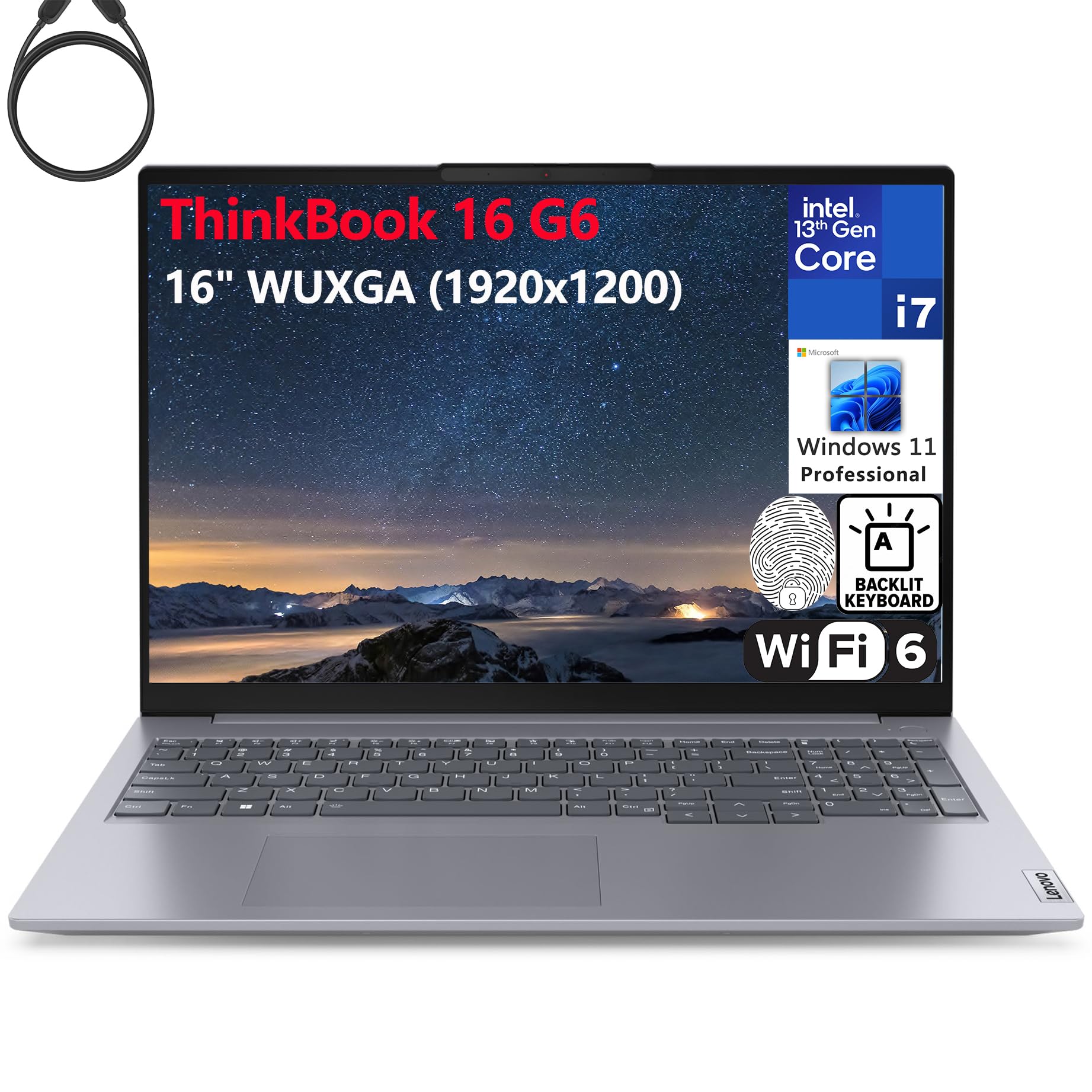 Lenovo ThinkBook 16 G6 16" FHD+ Laptop Computer, 13th Gen Intel 14-Core i7-13700H, 64GB DDR5 RAM, 2TB PCIe SSD, WiFi 6, Bluetooth 5.2, Backlight Keyboard, Fingerprint Reader, Windows 11 Pro, Tilsiy