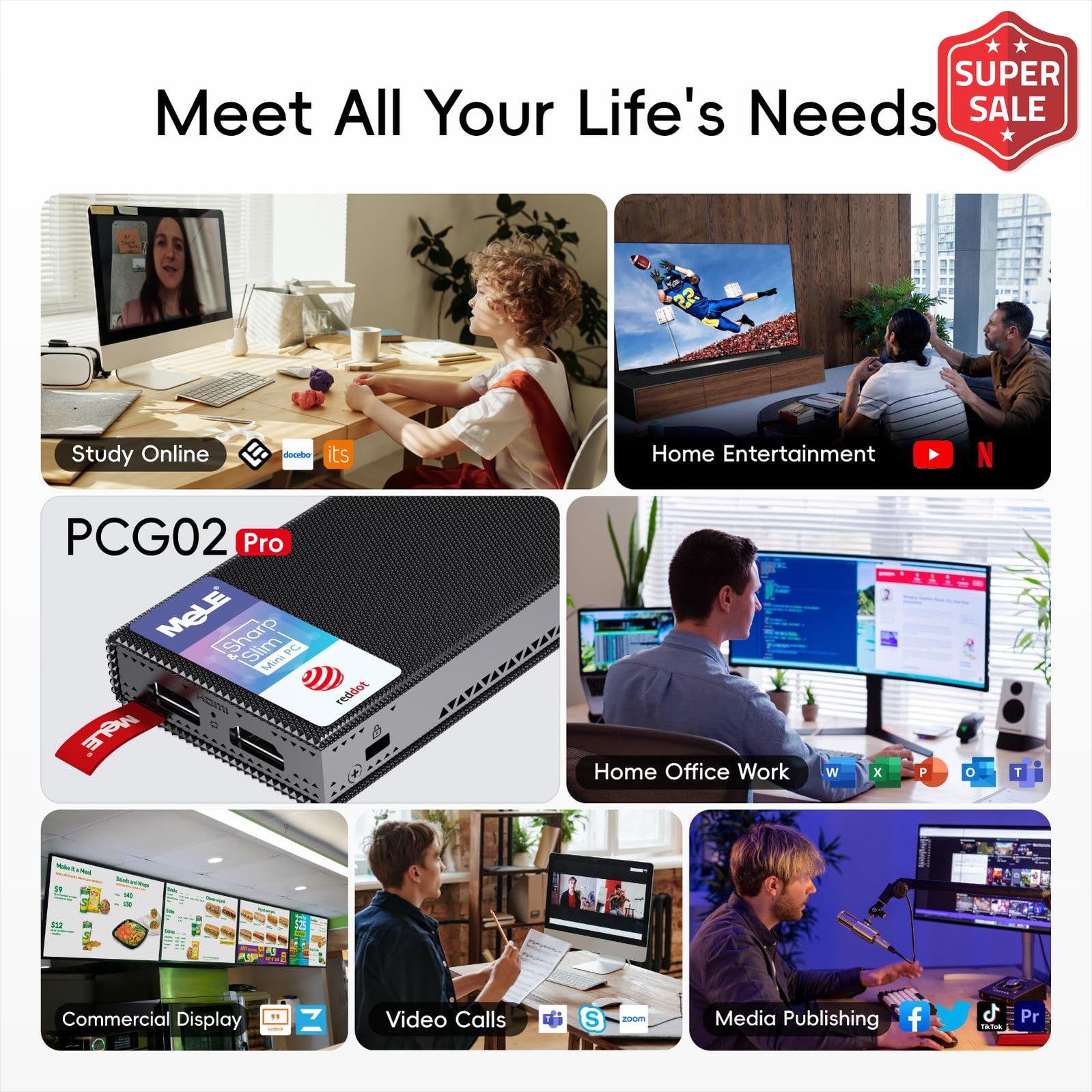 MeLE Fanless Mini PC Stick PCG02 Pro N5105 8GB/256GB Windows 11 Pro WiFi5 USB PD3.0 Micro Computer Stick Dual HDMI 4K Gigabit Ethernet BT5.1