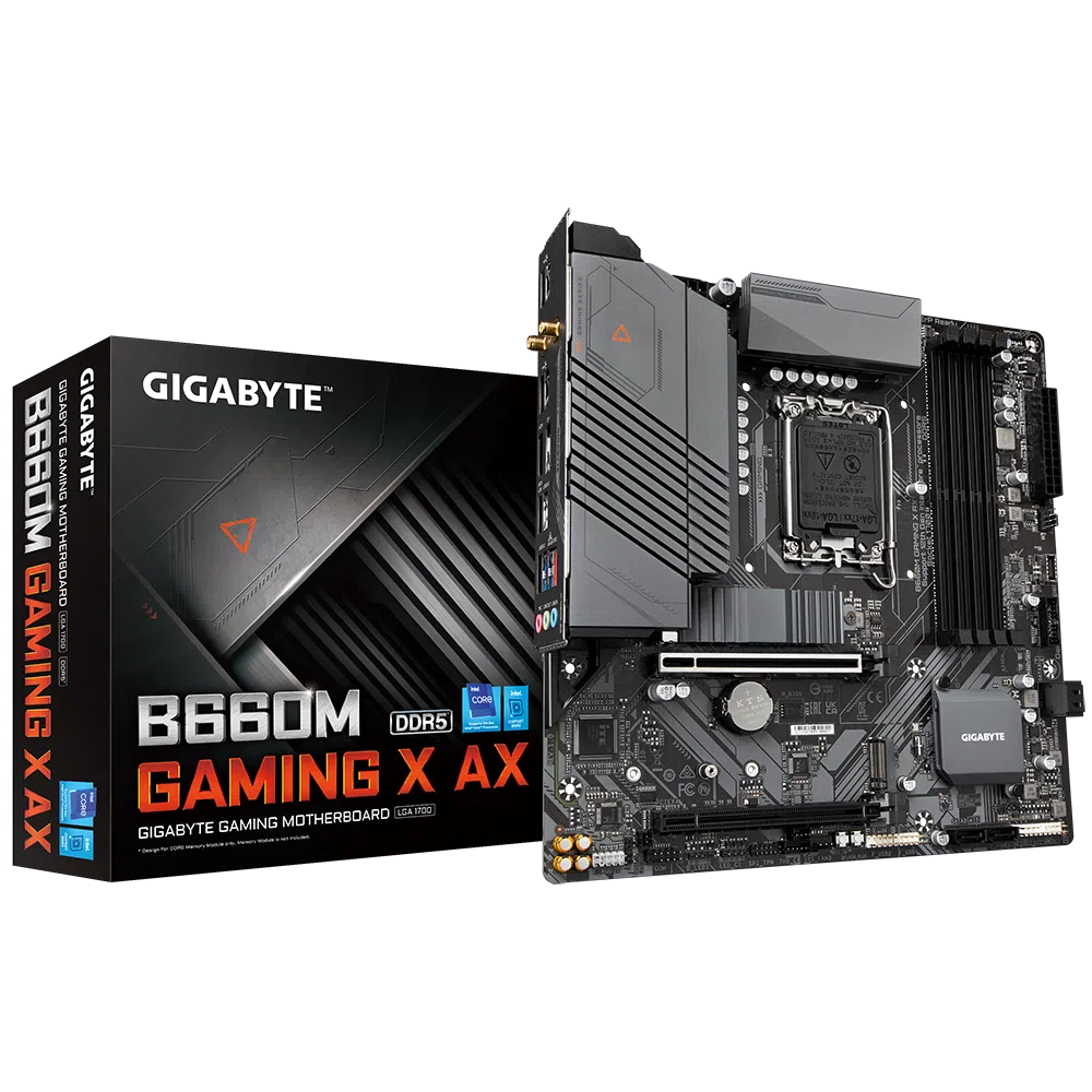 Gigabyte B660M GAMING X AX Rev 1.0 Intel B660 LGA 1700 Alder Lake WiFi DDR5 Micro-ATX Desktop Motherboard