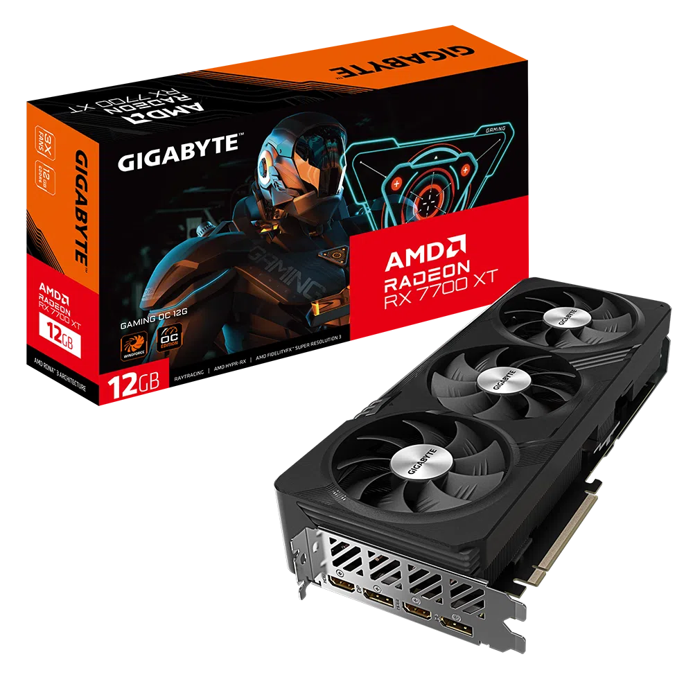 Gigabyte RX 7700 XT GAMING OC 12GB GDDR6 192-Bit PCIe 4.0 Desktop Graphics Card