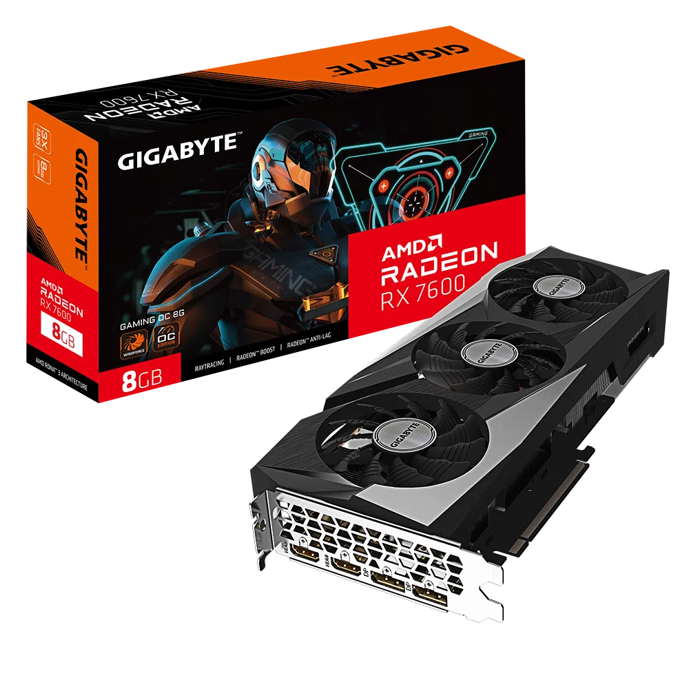 Gigabyte Radeon RX 7600 Gaming OC 8GB GDDR6 128-Bit PCIe 4.0 Desktop Graphics Card