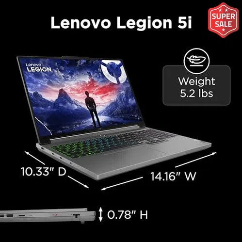 Lenovo Legion 5i, 16” Display, Intel Core i9, NVIDIA GeForce RTX 4070, 32GB RAM, 512GB SSD