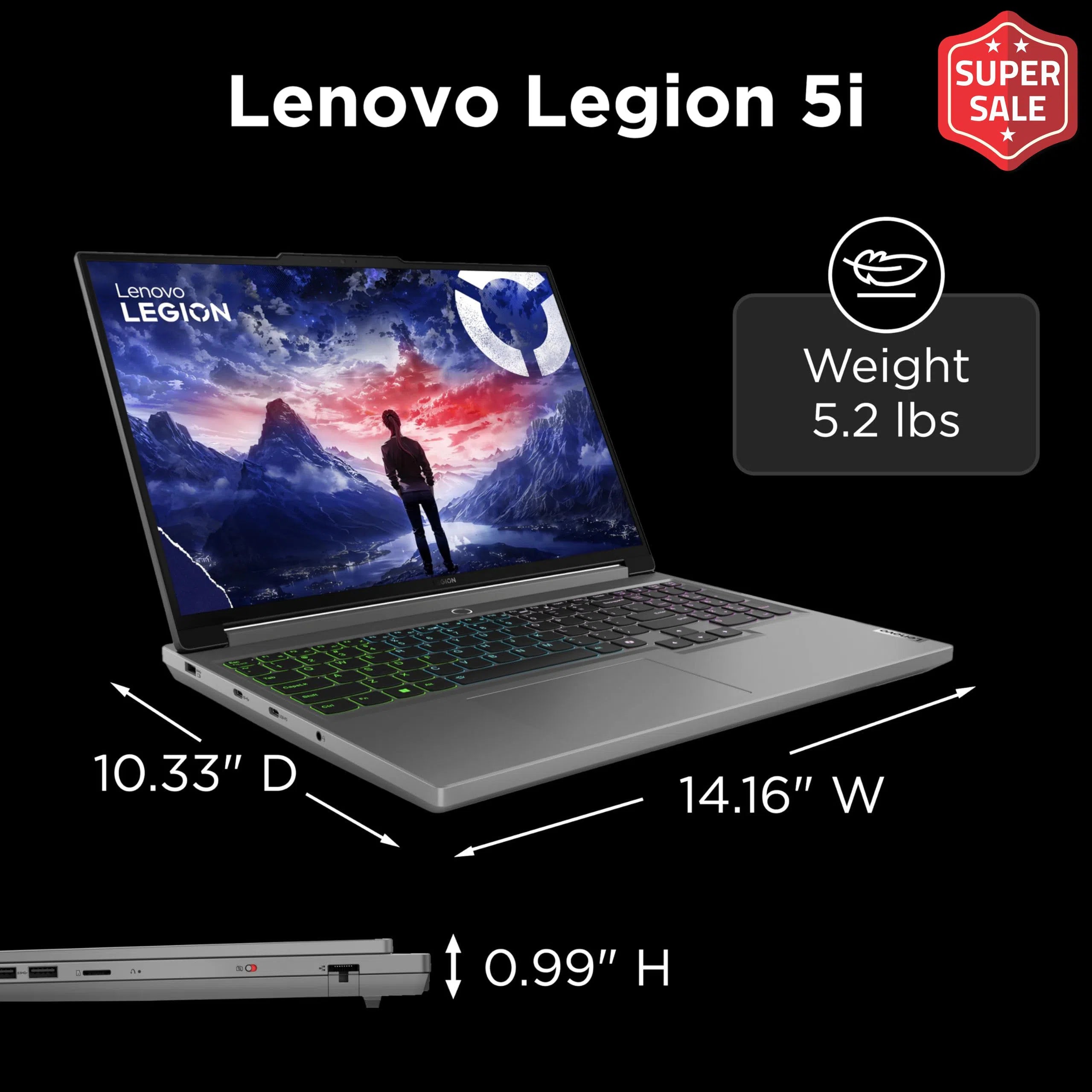 Lenovo Legion 5i, 16” Display, Intel Core i9, NVIDIA GeForce RTX 4070, 32GB RAM, 512GB SSD